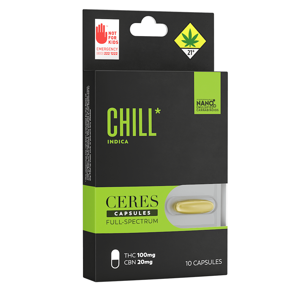 Chill - Indica [10pk] (100mg THC/20mg CBN) | Ceres - Full Spectrum Capsules