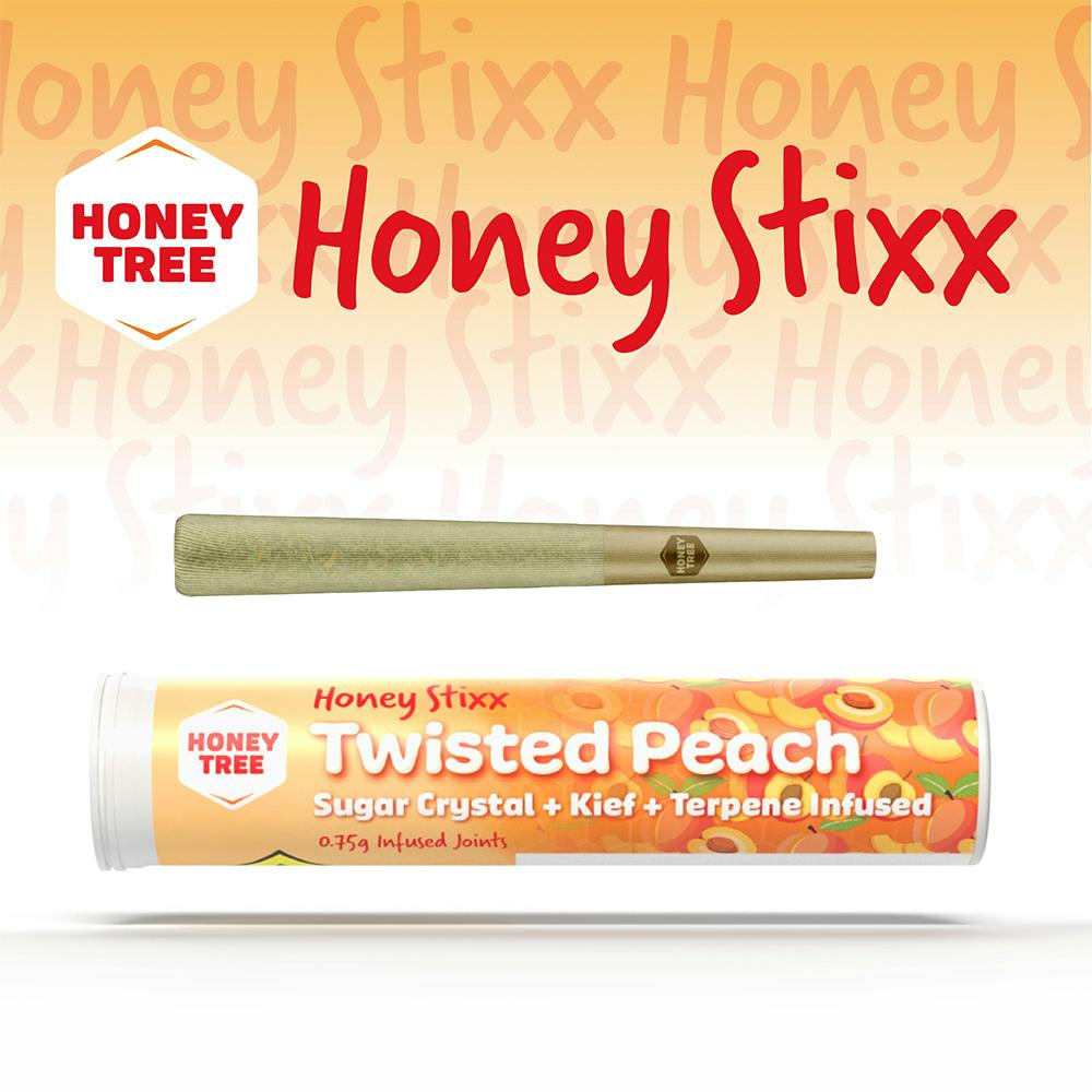 Twisted Peach [.75g] | Honey Tree - Honey Stixx 1pk - Sugar Crystal + Kief + Terpene Infused