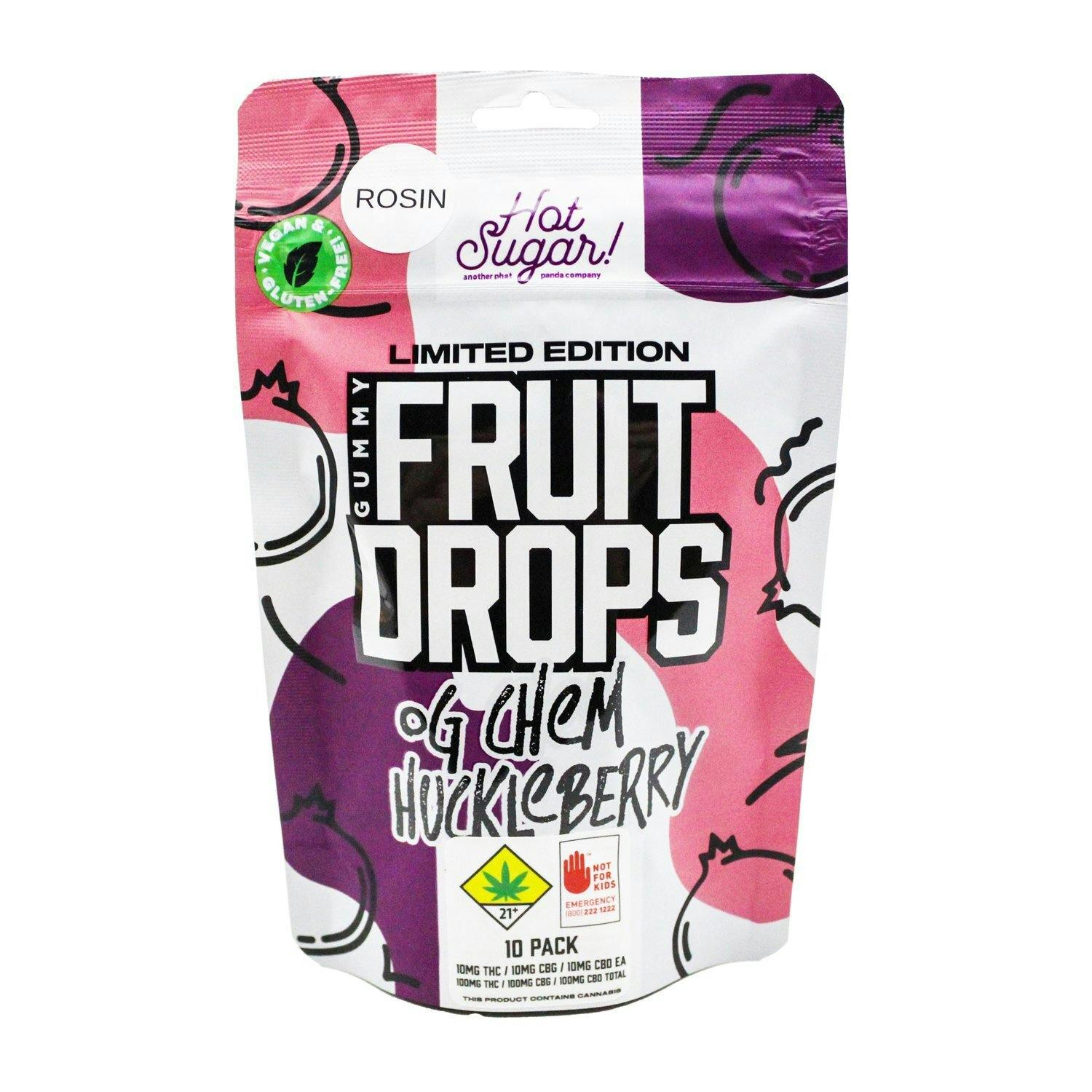 Huckleberry - OG Chem [10pk] (100mg CBD/100mg CBG/100mg THC) | Hot Sugar - Solventless Fruit Drops