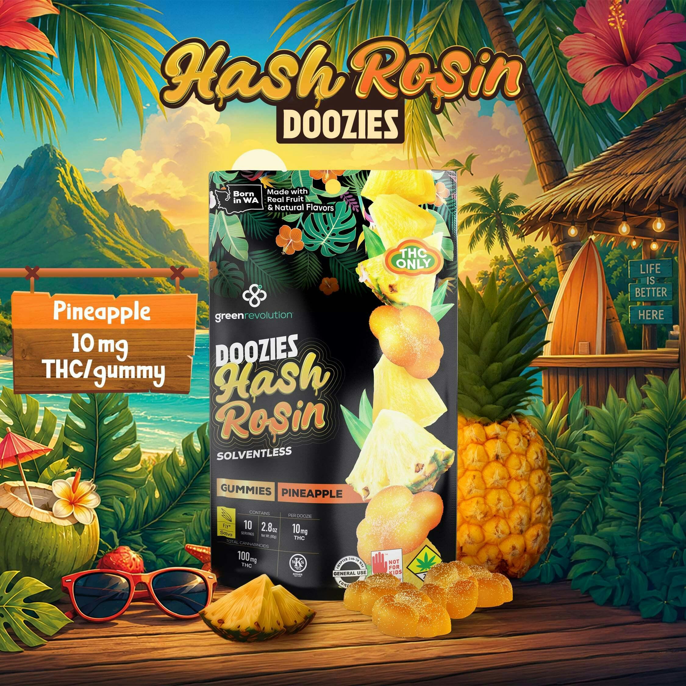 Pineapple [10pk] (100mg) | Green Revolution - Hash Rosin Doozies