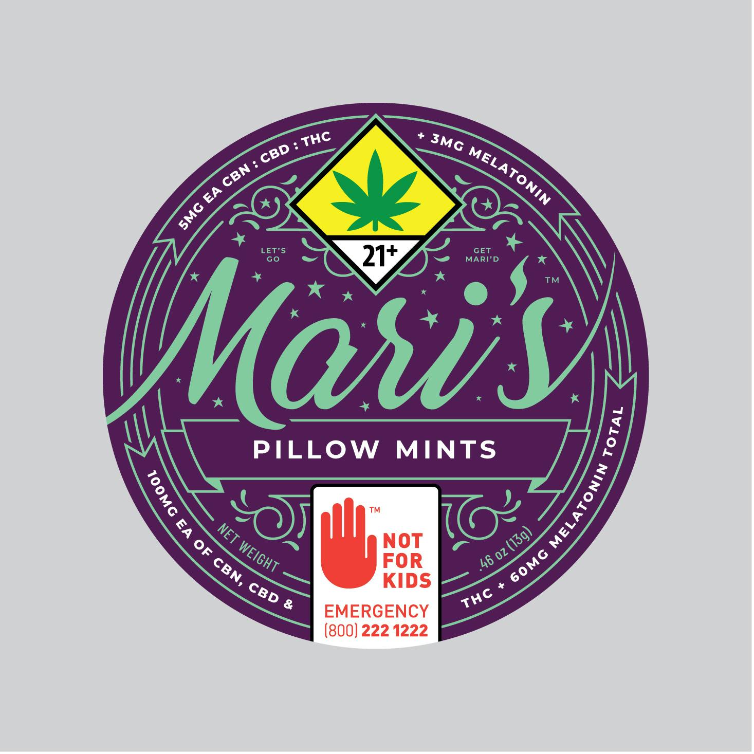 1:1:1 Peppermint Pillow Hard Candies + Melatonin [20pk] (100mg CBD/100mg CBN/100mg THC) | Mari's ...