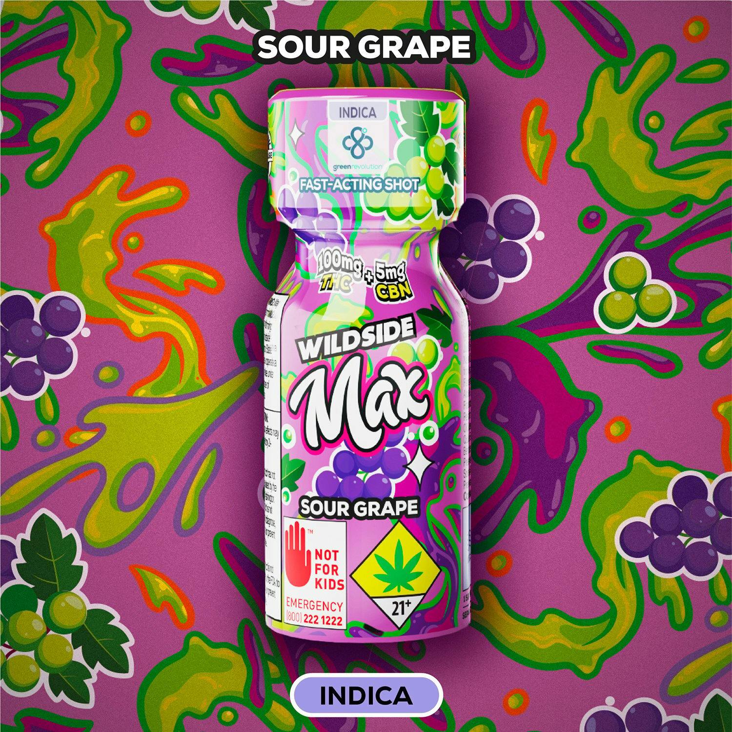 20:1 Sour Grape [2oz] (100mg THC/ 5mg CBN) | Green Revolution - Wildside Shot MAX