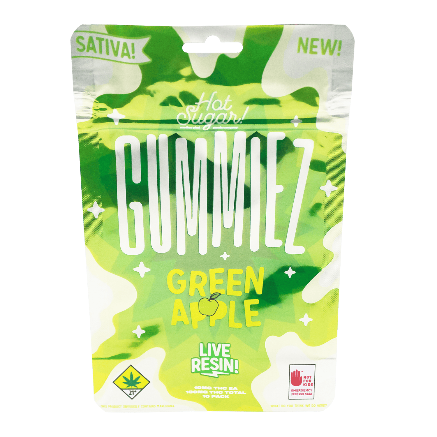 Green Apple - Sativa [10pk] (100mg) | Hot Sugar - Live Resin Gummiez