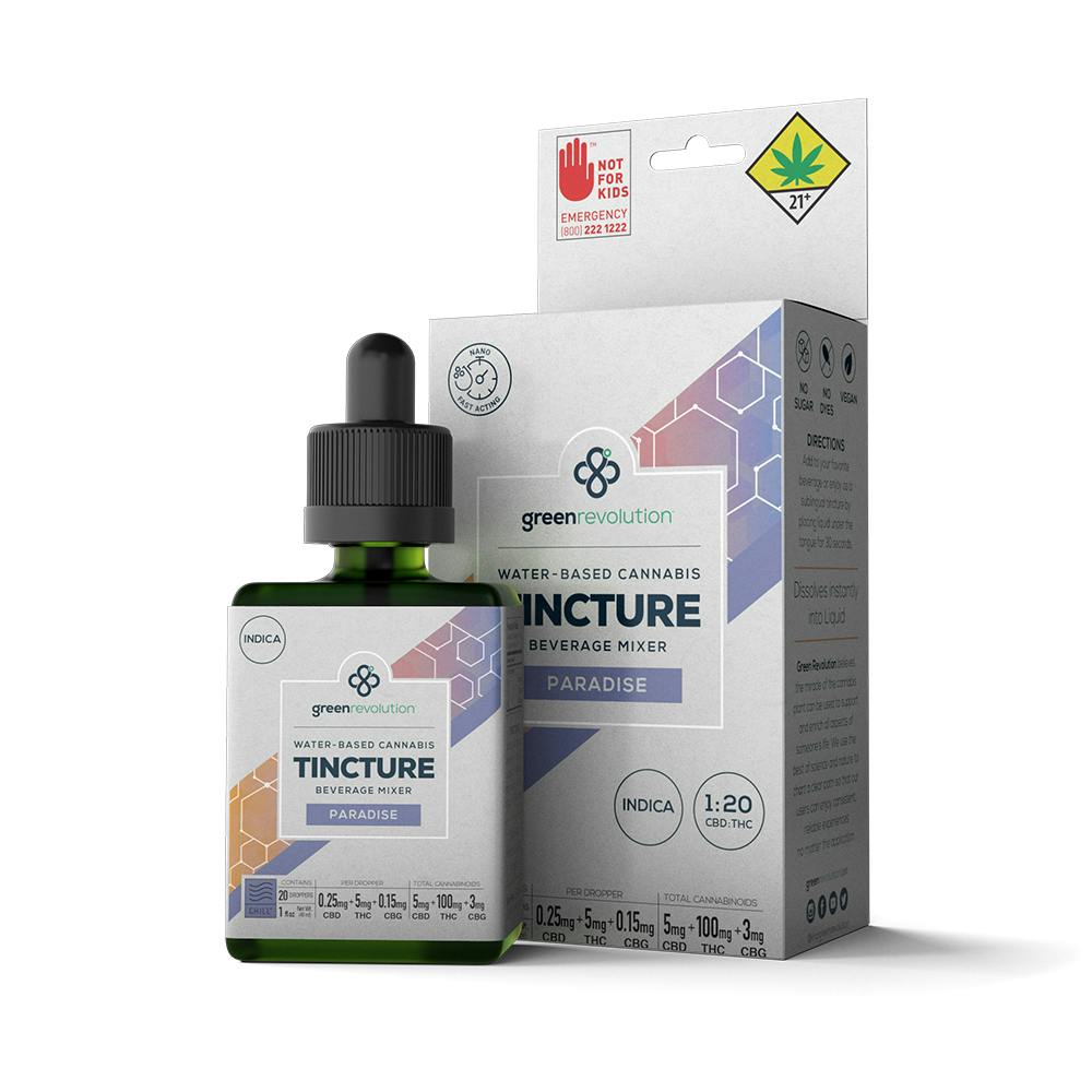 Paradise - 20:1 Chill [28.4ml] (5mg CBD/100mg THC/3mg CBG) | Green Revolution - Nano Tincture