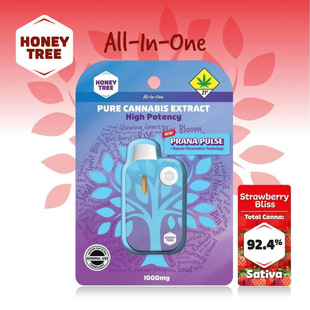 Strawberry Bliss [1000mg] | Honey Tree - Flavored High Potency Pure Cannabis Extract - Prana Pulse
