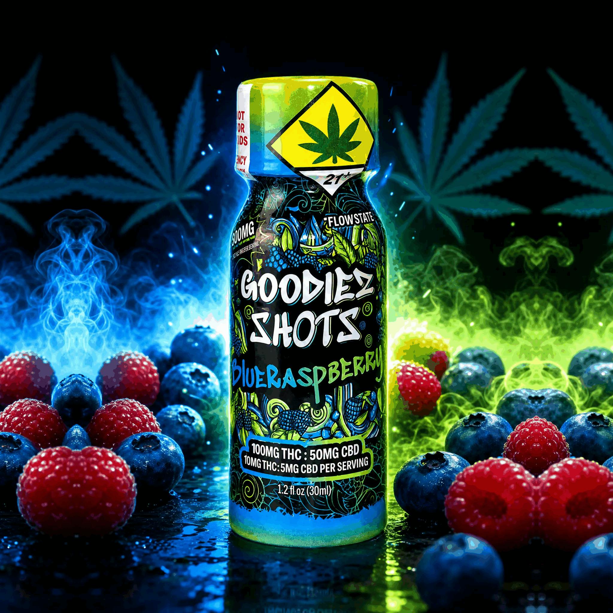 Blue Raspberry 2:1 [1.2oz] (100mg THC/50mg CBD) | Goodiez - Shot