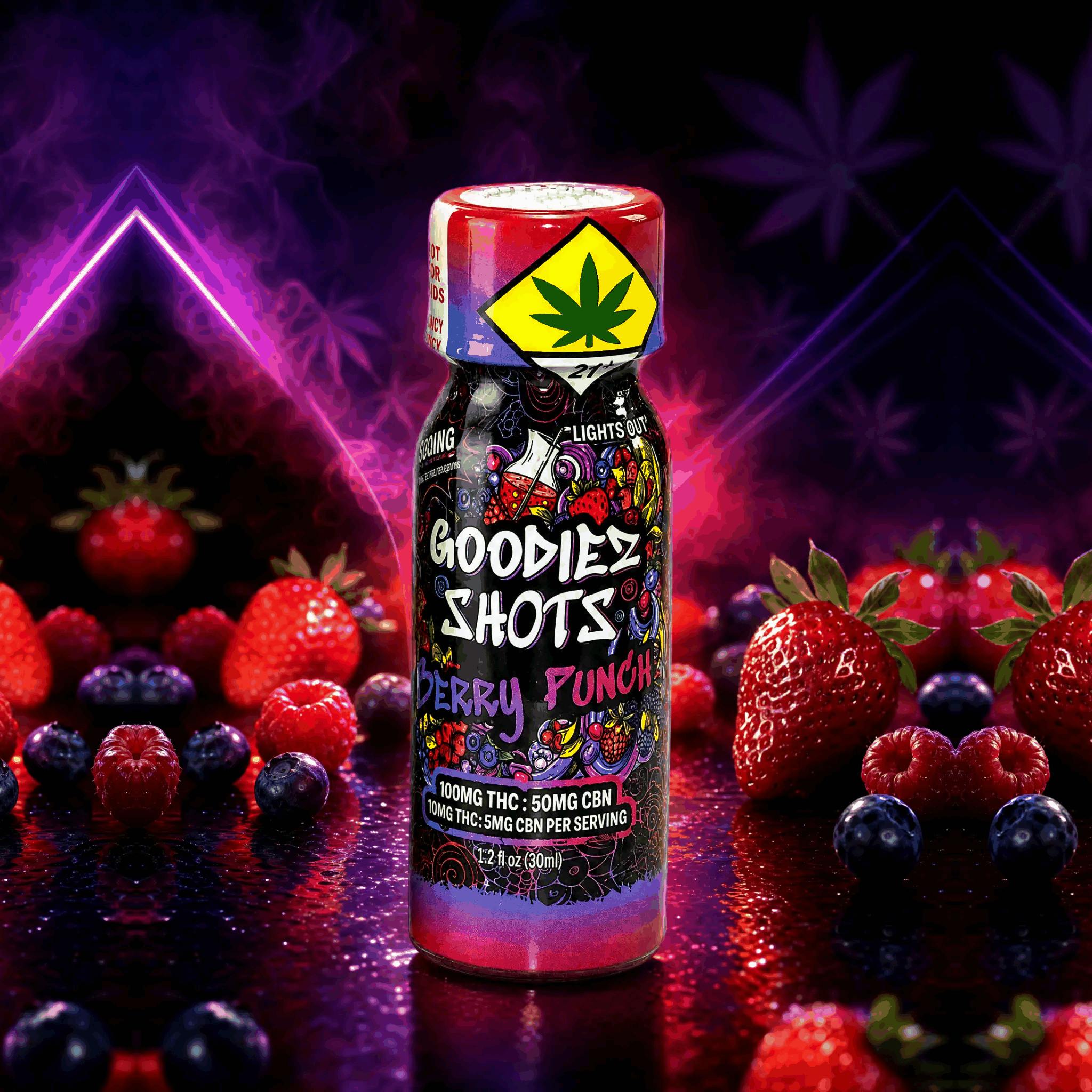 2:1 Berry Punch [1.2oz] (100mg THC/50mg CBN) | Goodiez - Shot
