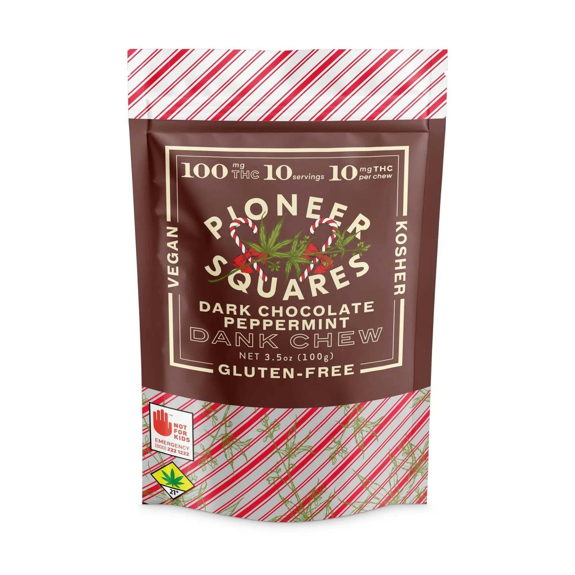 Dark Chocolate Peppermint Dank Chew [10pk] (100mg THC) | Pioneer Squares - Dank Chew