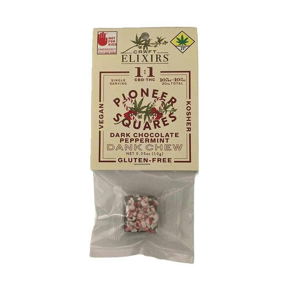 1:1 Dark Chocolate Peppermint Dank Chew [Single] (10mg CBD/10mg THC) | Pioneer Squares - Dank Chew
