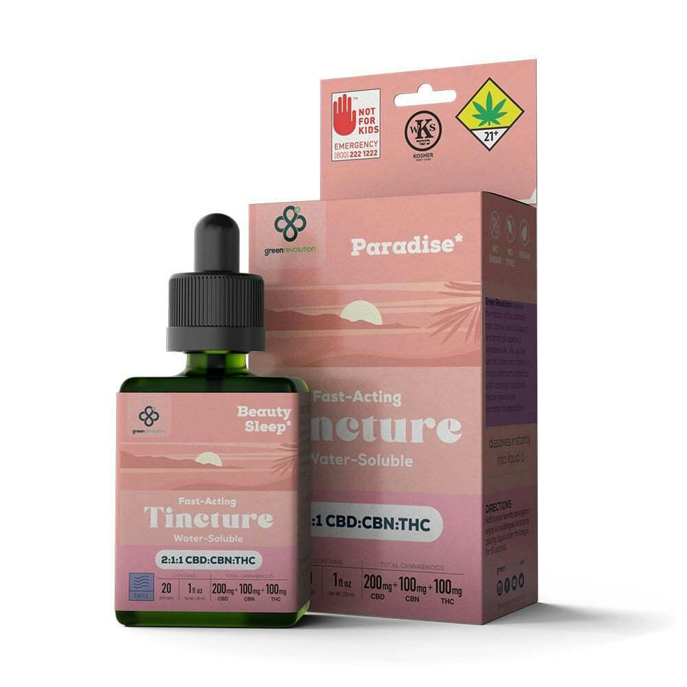 Paradise - 2:1:1 Chill [1oz] (200mg CBD/100mg CBN/100mg THC) | Green Revolution - Nano Tincture