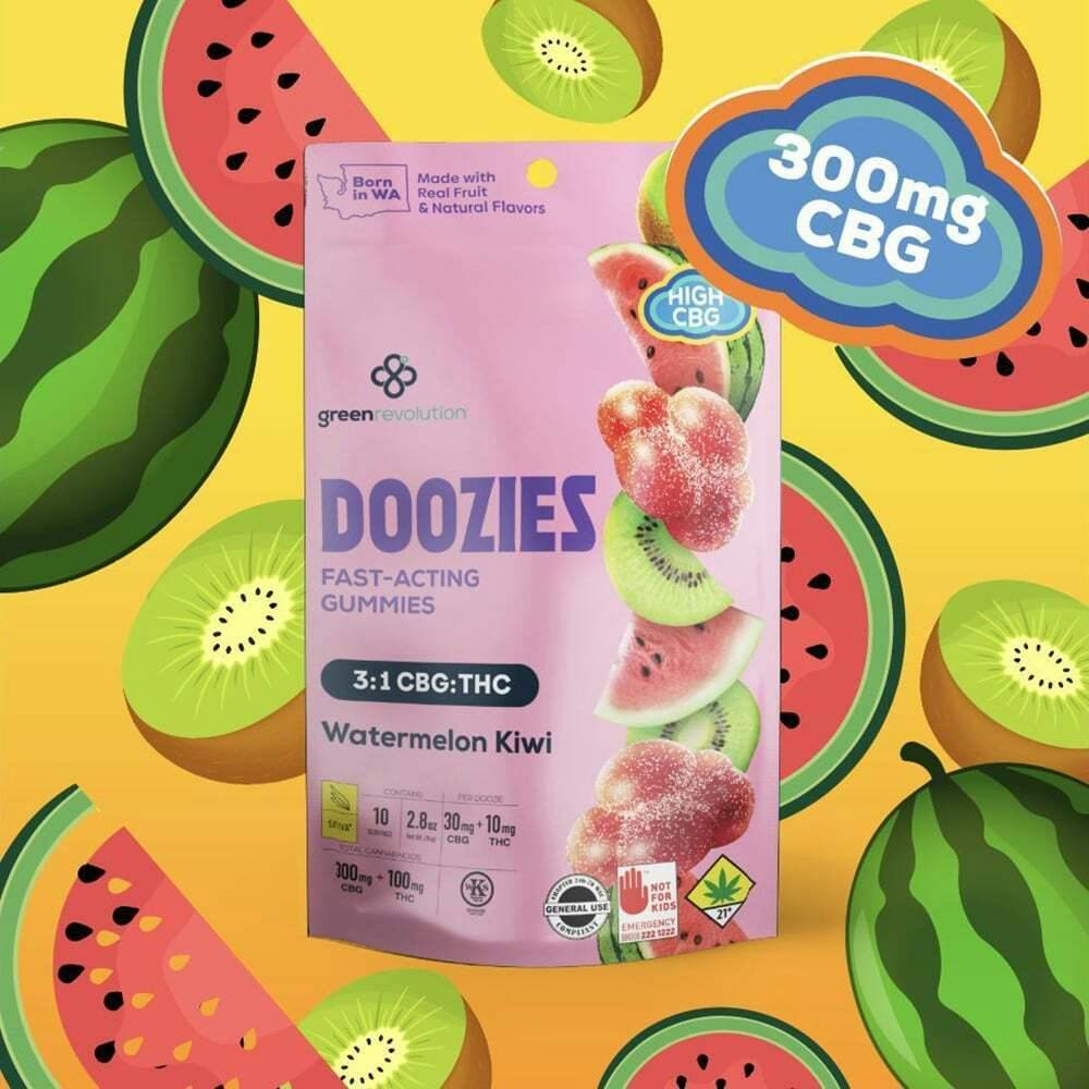 3:1 Watermelon Kiwi [10pk] (300mg CBG/100mg THC) | Green Revolution - Doozies