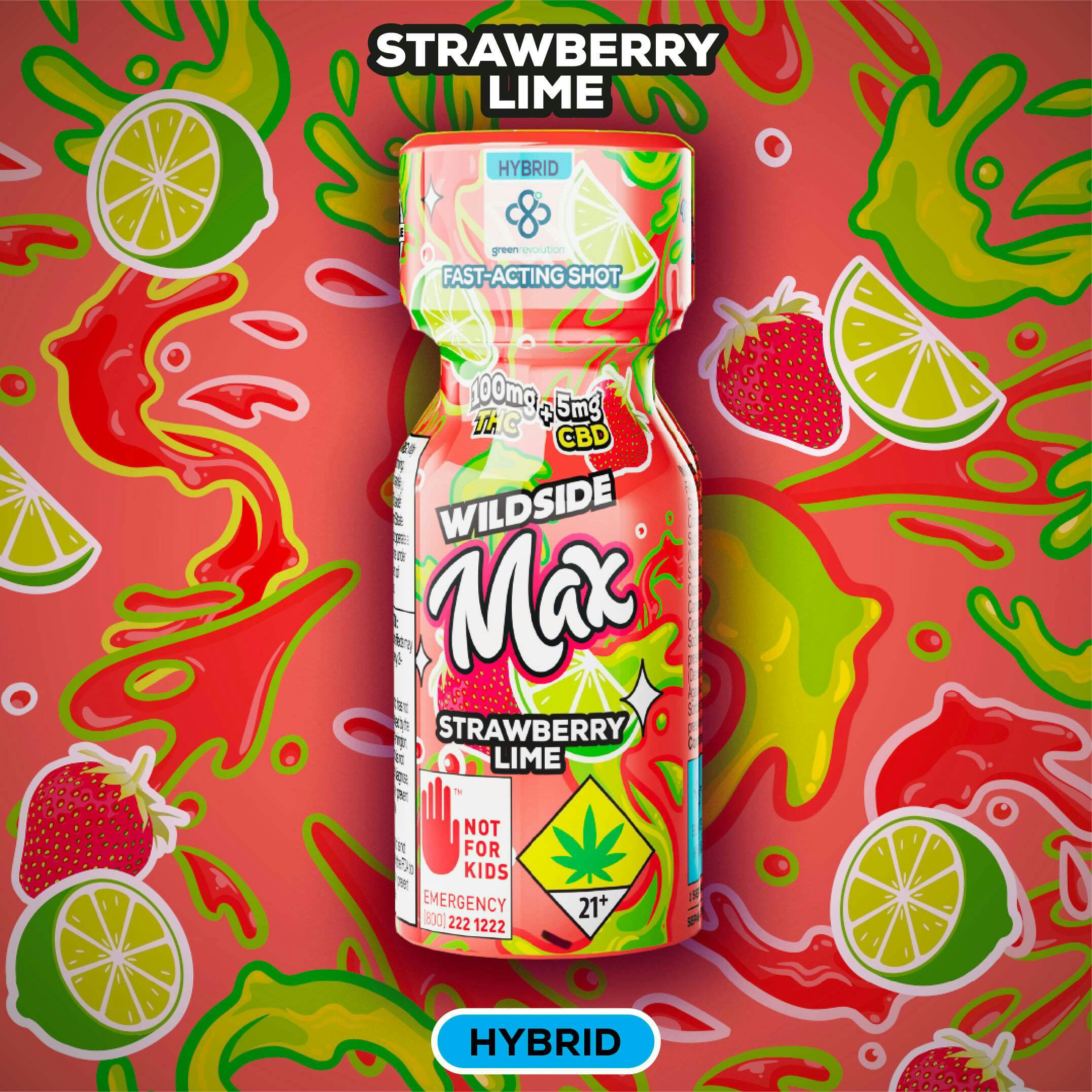 20:1 Strawberry Lime [2oz] (100mg THC/ 5mg CBD) | Green Revolution - Wildside Shot MAX