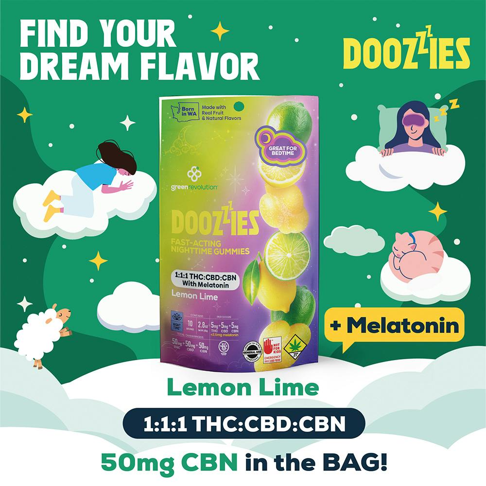 1:1:1 Lemon Lime w/ Melatonin [10pk] (50mg THC/50mg CBD/50mg CBN/25mg Melatonin) | Green Revoluti...