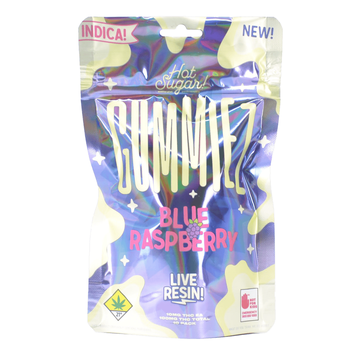 Blue Raspberry - Indica [10pk] (100mg) | Hot Sugar - Live Resin Gummiez
