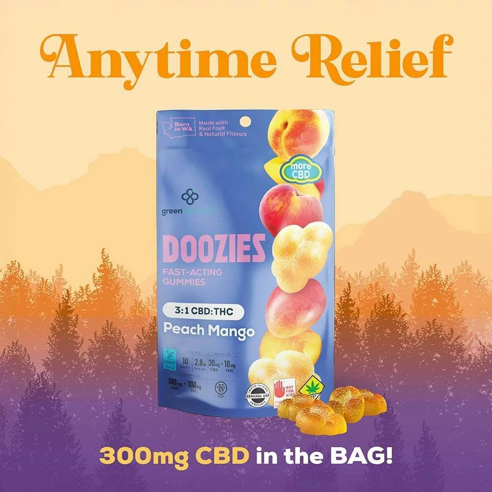 3:1 Peach Mango [10pk] (300mg CBD/100mg THC) | Green Revolution - Doozies