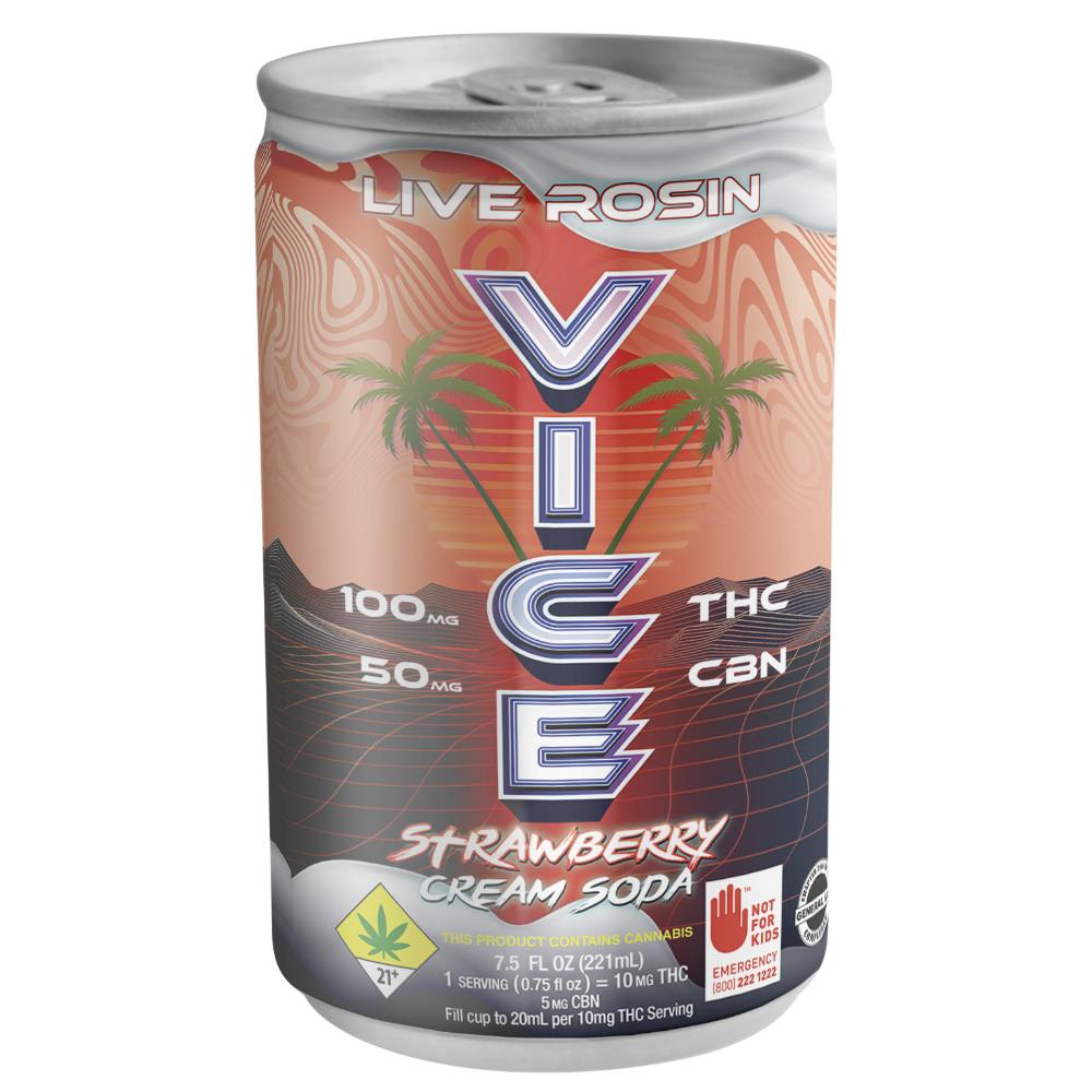 2:1 Strawberry Cream [7.5oz] (100mg THC/50mg CBN) | Vice - Live Rosin Soda