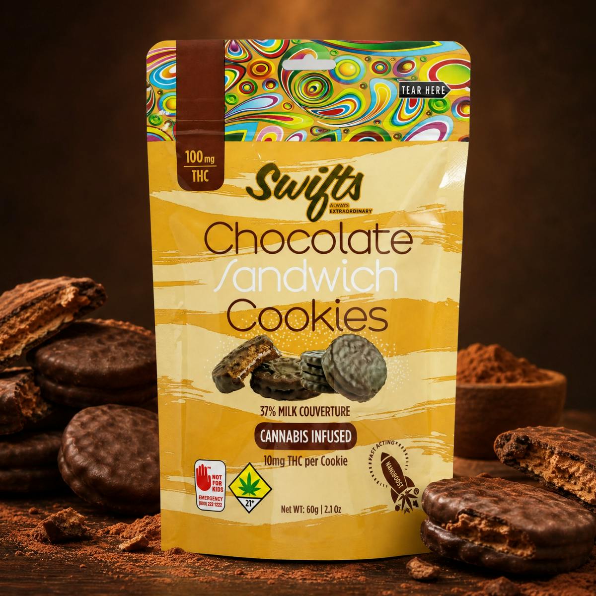Chocolate Covered Sandwich Cookies [10pk] (100mg) | Swifts - Cookies