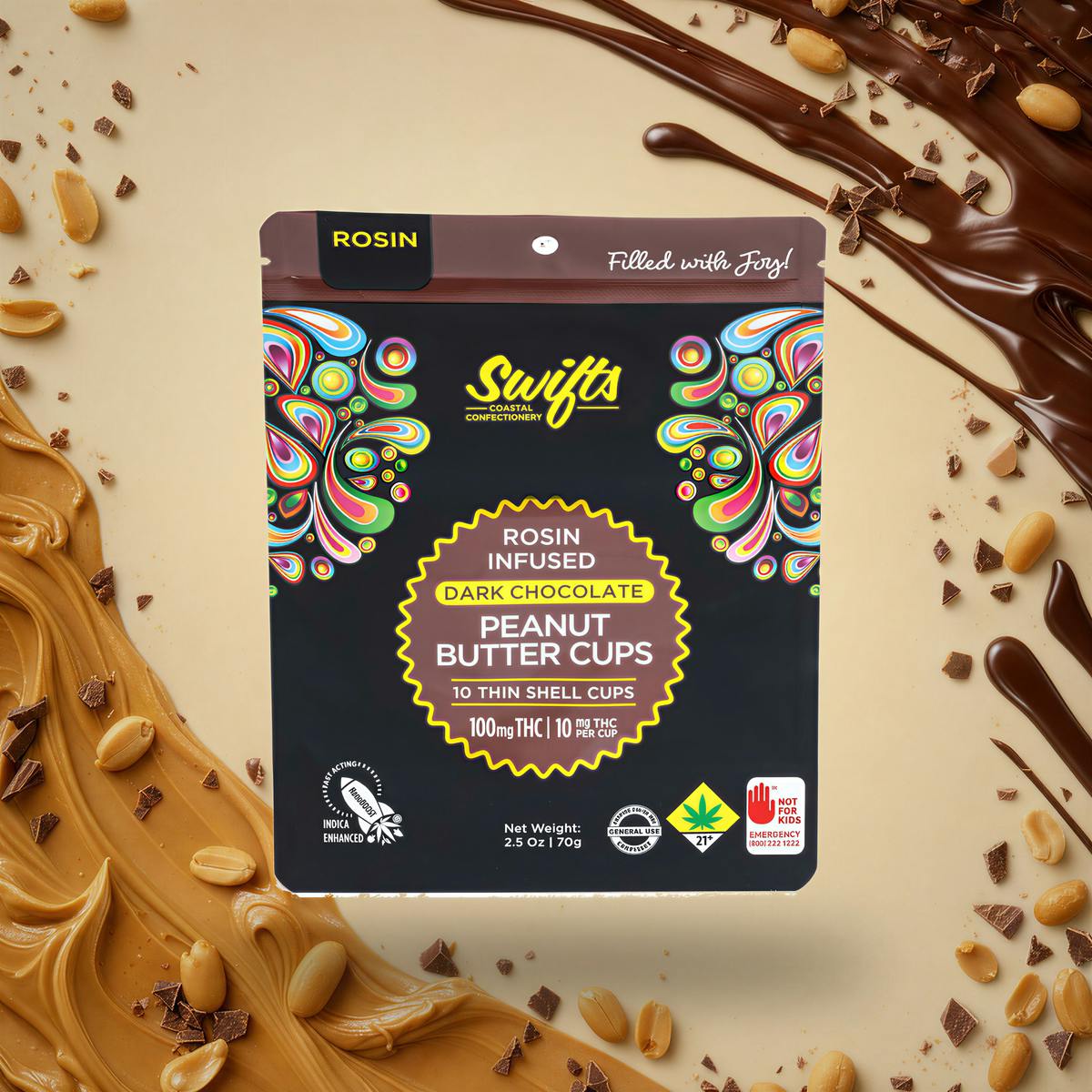 Peanut Butter Cups - Dark Chocolate - Indica [10pk] (100mg) | Swifts - Peanut Butter Cups