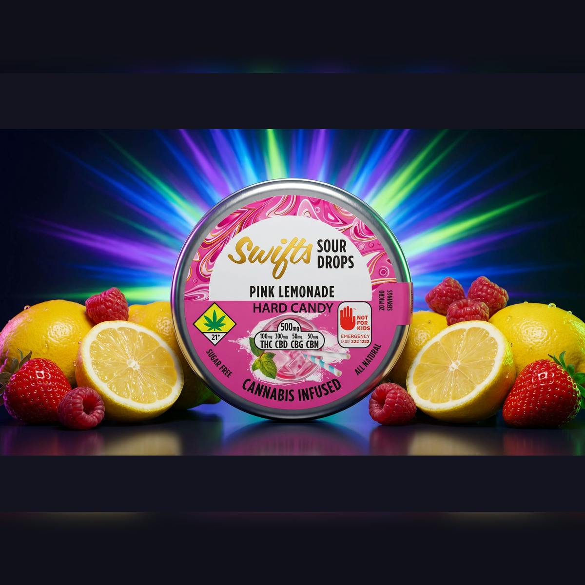 Pink Lemonade MAX [10pk] (300mg CBD/100mg THC/50mg CBG/50mg CBN) | Swifts - Sour Drops