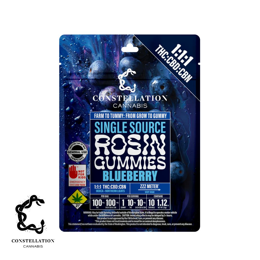 1:1:1 CBN Blueberry [10pk] (100mg THC/100mg CBD/100mg CBN) | Constellation Cannabis - Hash Rosin ...