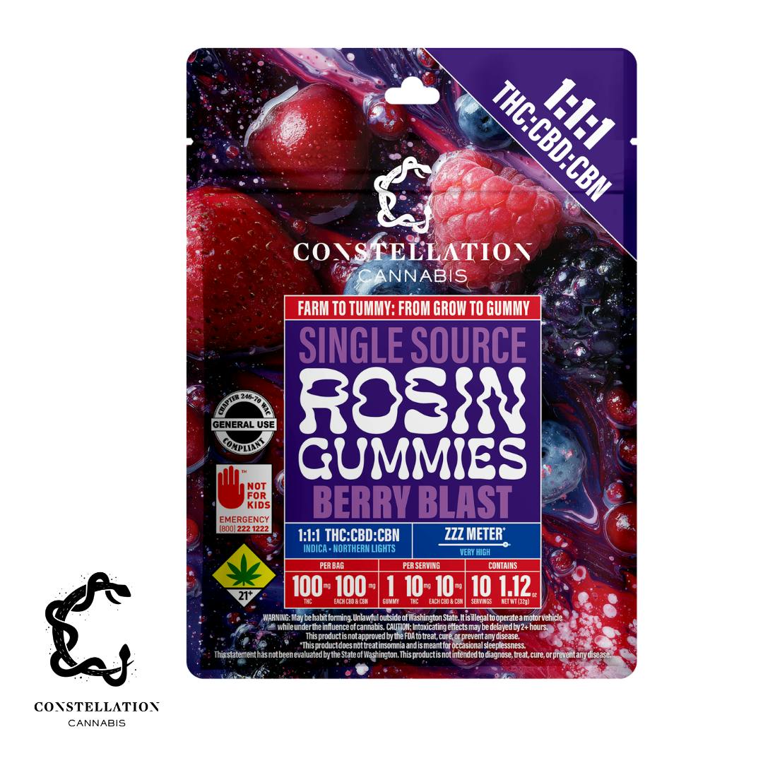 1:1:1 CBN Berry Blast [10pk] (100mg THC/100mg CBD/100mg CBN) | Constellation Cannabis - Hash Rosi...