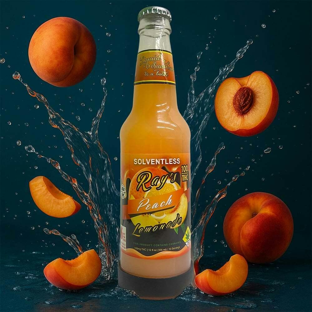 Peach Lemonade [12oz] (100mg) | Ray's Lemonade - Live Rosin Bottle Ray's