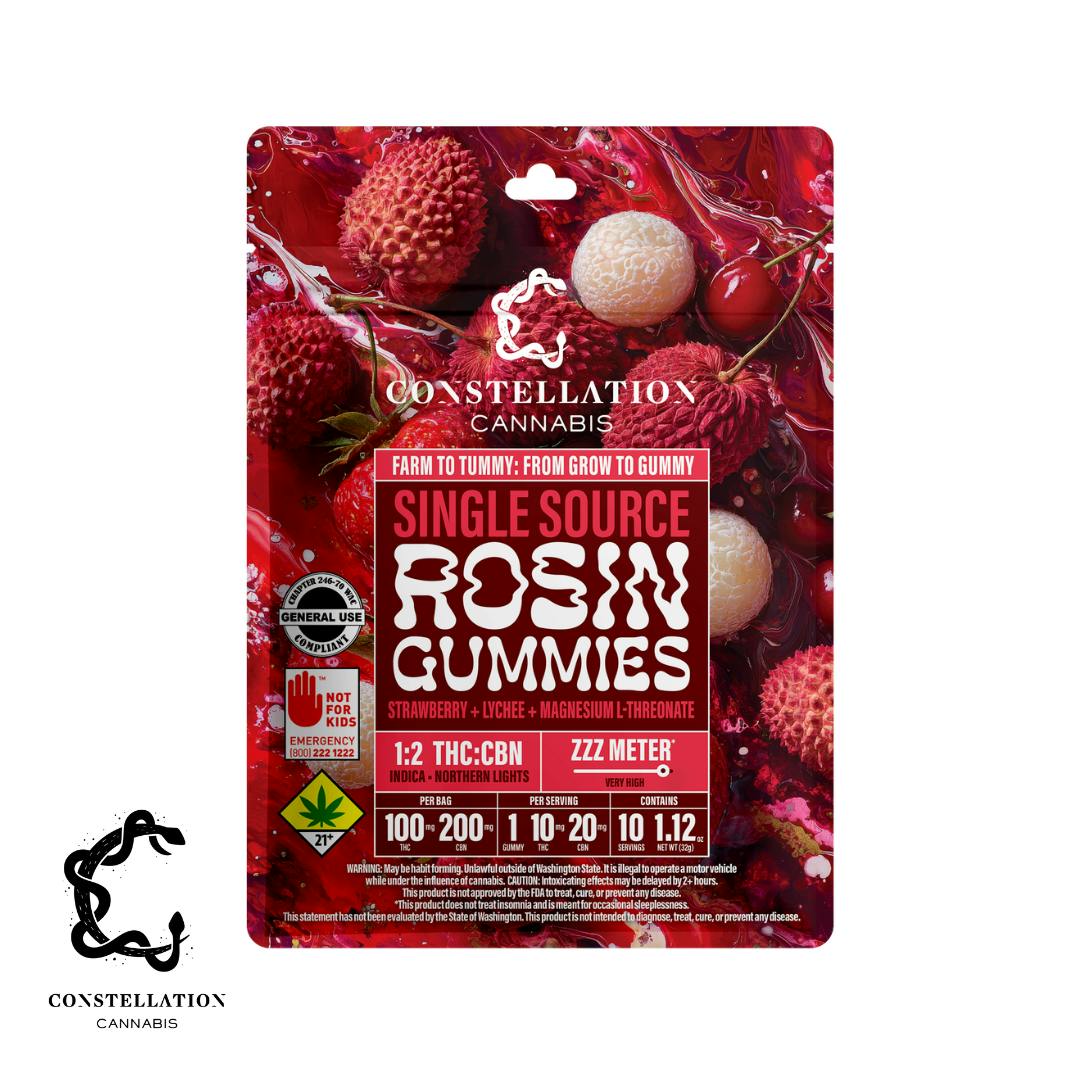 1:2 Strawberry, Lychee, Magnesium L Theonate [10pk] (100mg THC/200mg CBN) | Constellation Cannabi...