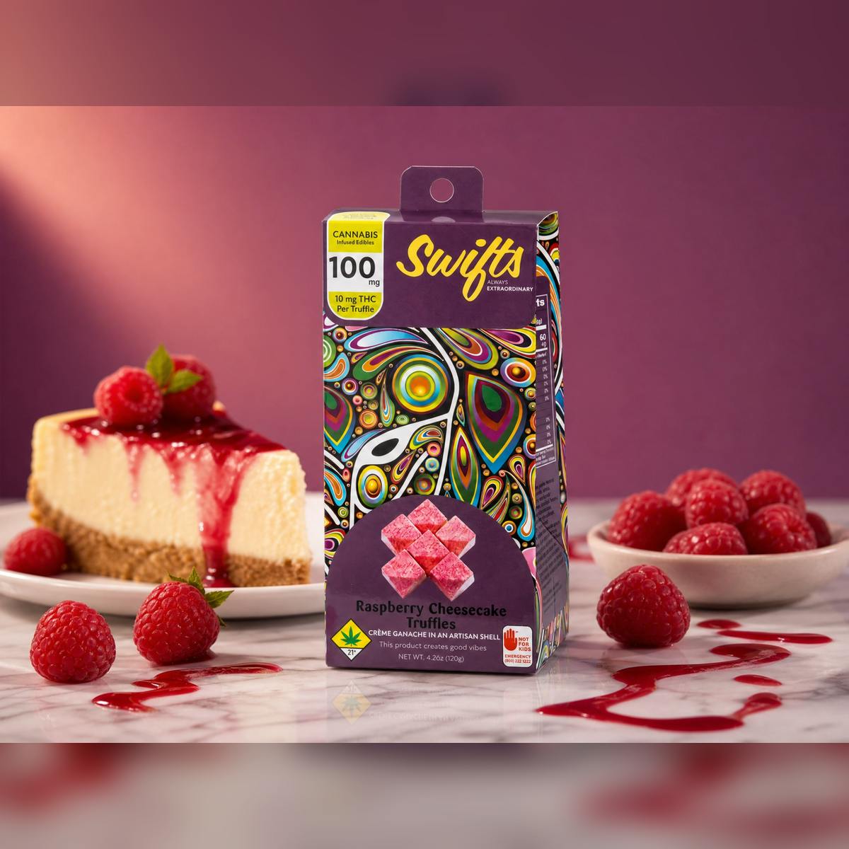 Raspberry Cheesecake [10pk] (100mg) | Swifts - Truffles