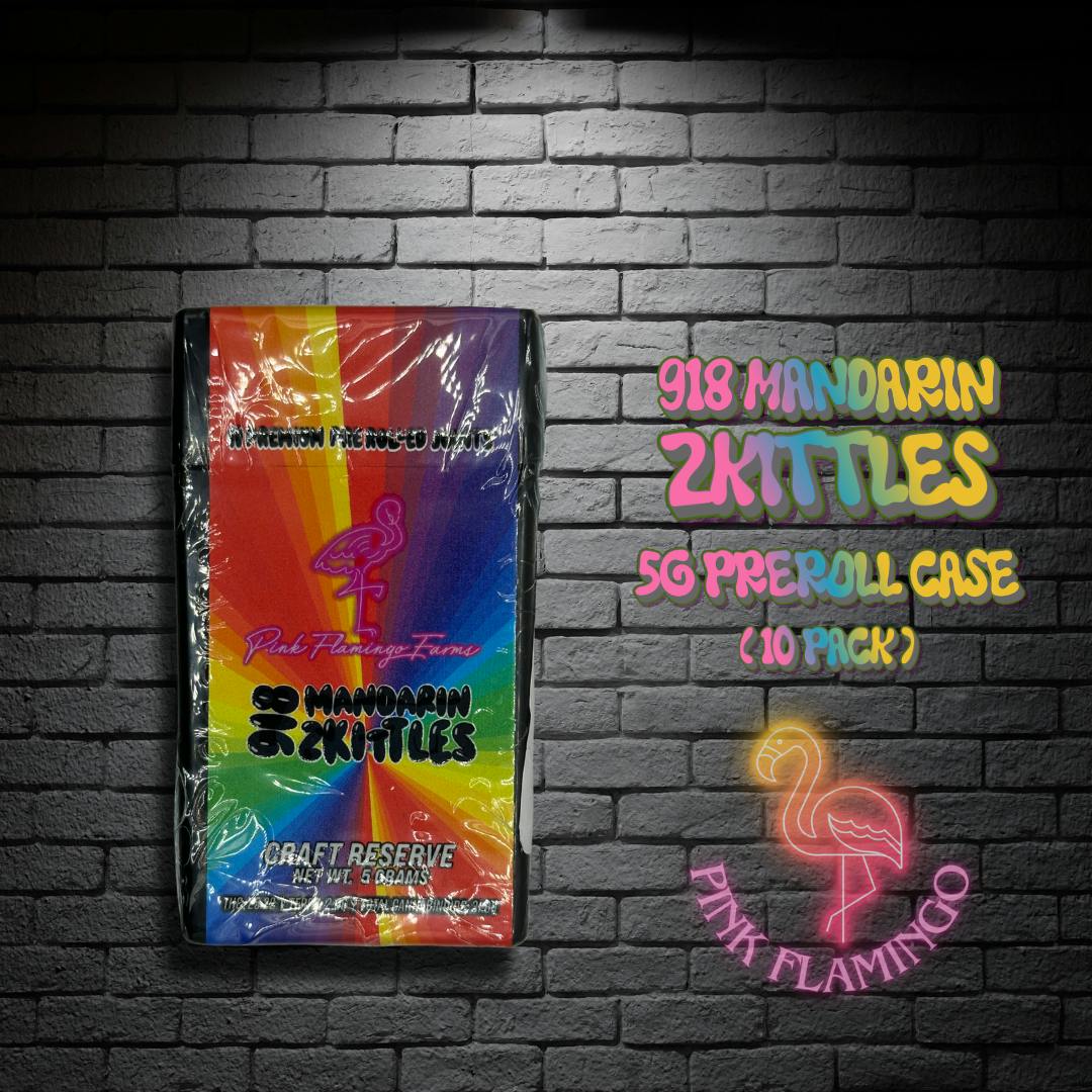 918 MANDARINE ZKITTLES - 5g Premium Pre - Rolls 10 Pk - Pink Flamingo
