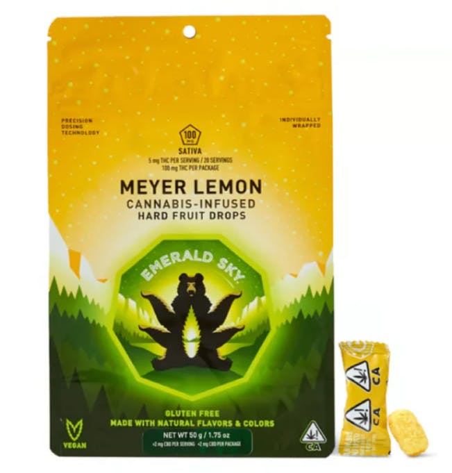 Emerald Sky: Meyer Lemon Sativa Hard Candy 100mg *ALL PRICES INCLUDE TAX*