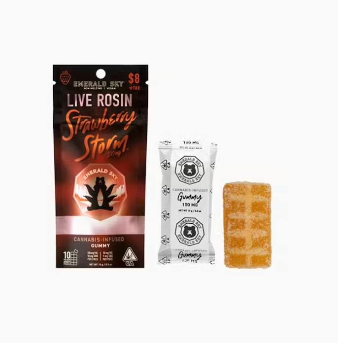 Emerald Sky - Strawberry Storm Hybrid Rosin Gummies *ALL PRICES INCLUDE TAX*
