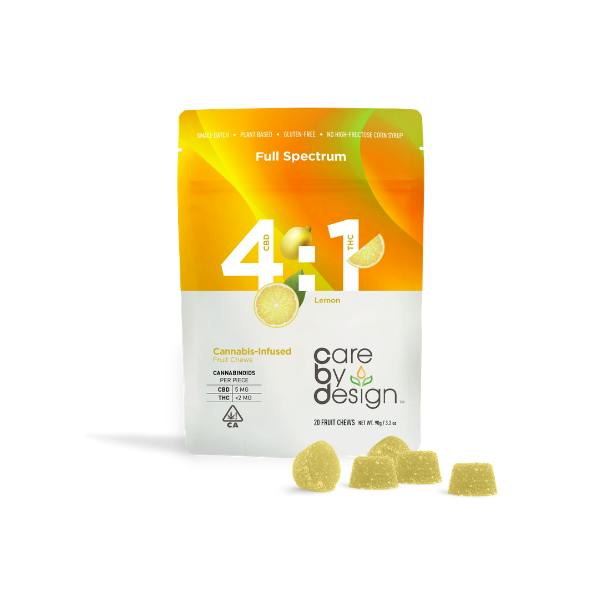 CARE BY DESIGN: Care By Design Gummies 4:1 CBD/THC Lemon 100mg