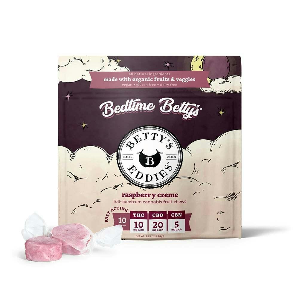 Bedtime Betty’s Raspberry Creme [10pk] (100mg THC/200mg CBD/50mg CBN) Sleep Fruit Chews | Betty's...