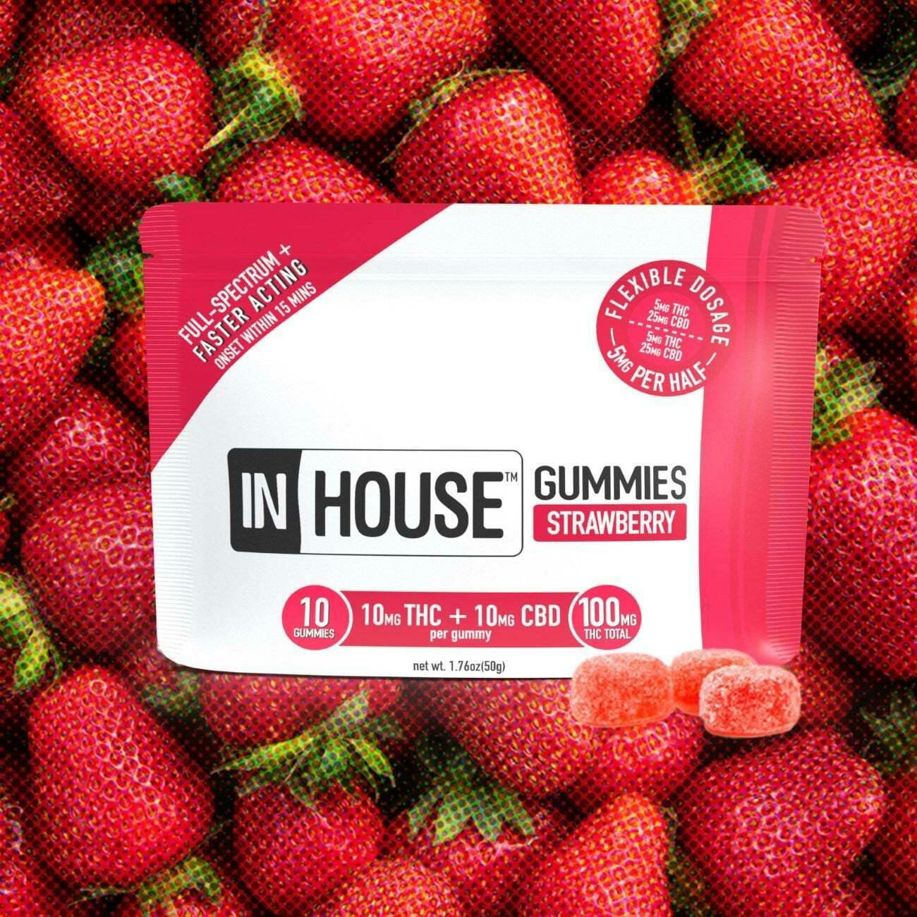Strawberry [10pk] (100mg CBD/ 100mg THC) | InHouse - Gummies