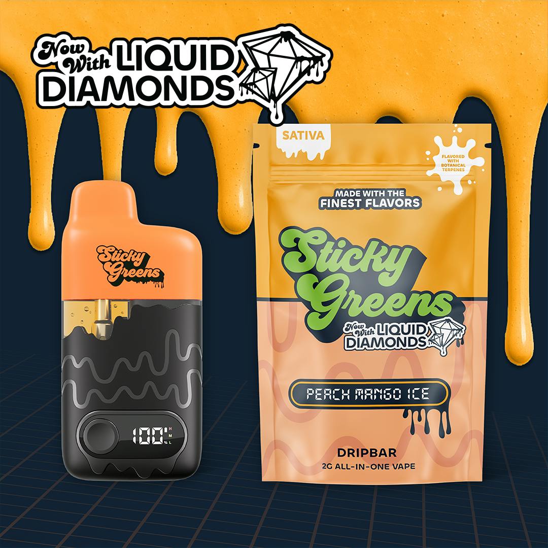Peach Mango Ice [2000mg] | Sticky Greens - Liquid Diamonds Disposable