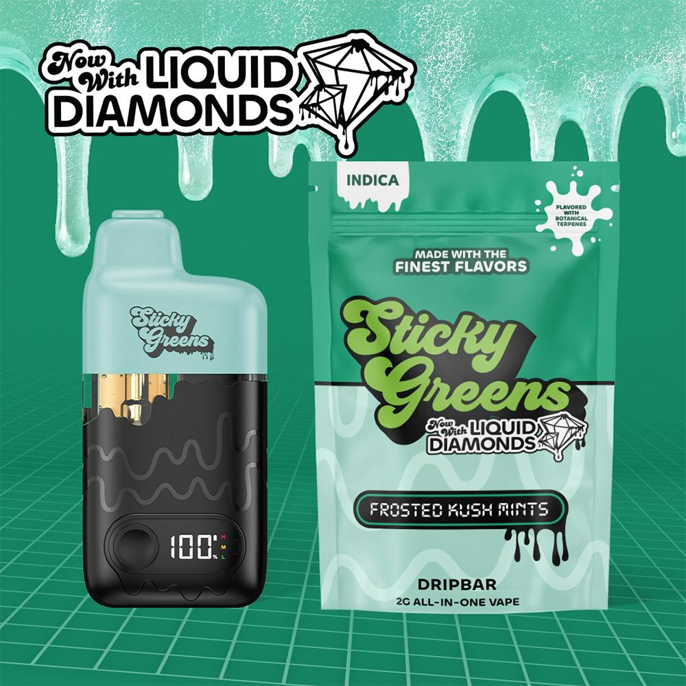 Frosted Kush Mints [2000mg] | Sticky Greens - Liquid Diamonds Disposable
