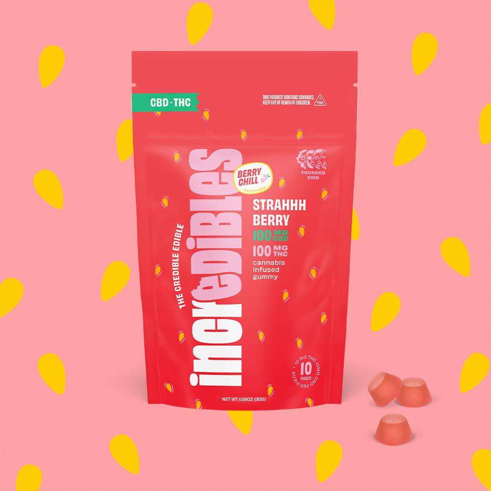 1:1 Strahhhberry + CBD [10pk] (100mg CBD/100mg THC) | incredibles - Gummies