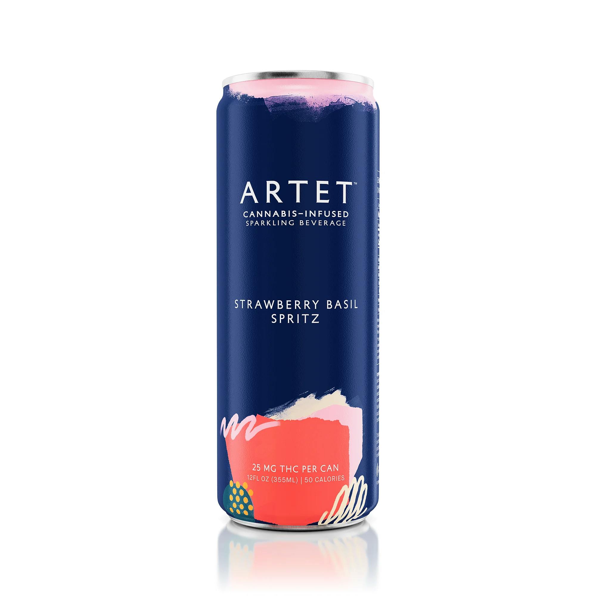 Extra Strength Strawberry Basil Spritz [4pk] (100mg) | Artet - 4 Pack Infused Botanical Beverage