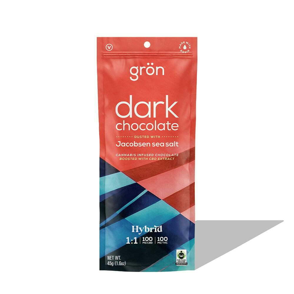1:1 Dark Chocolate w/ Sea Salt - Hybrid (100mg CBD/100mg THC) | Grön - Chocolate Bar
