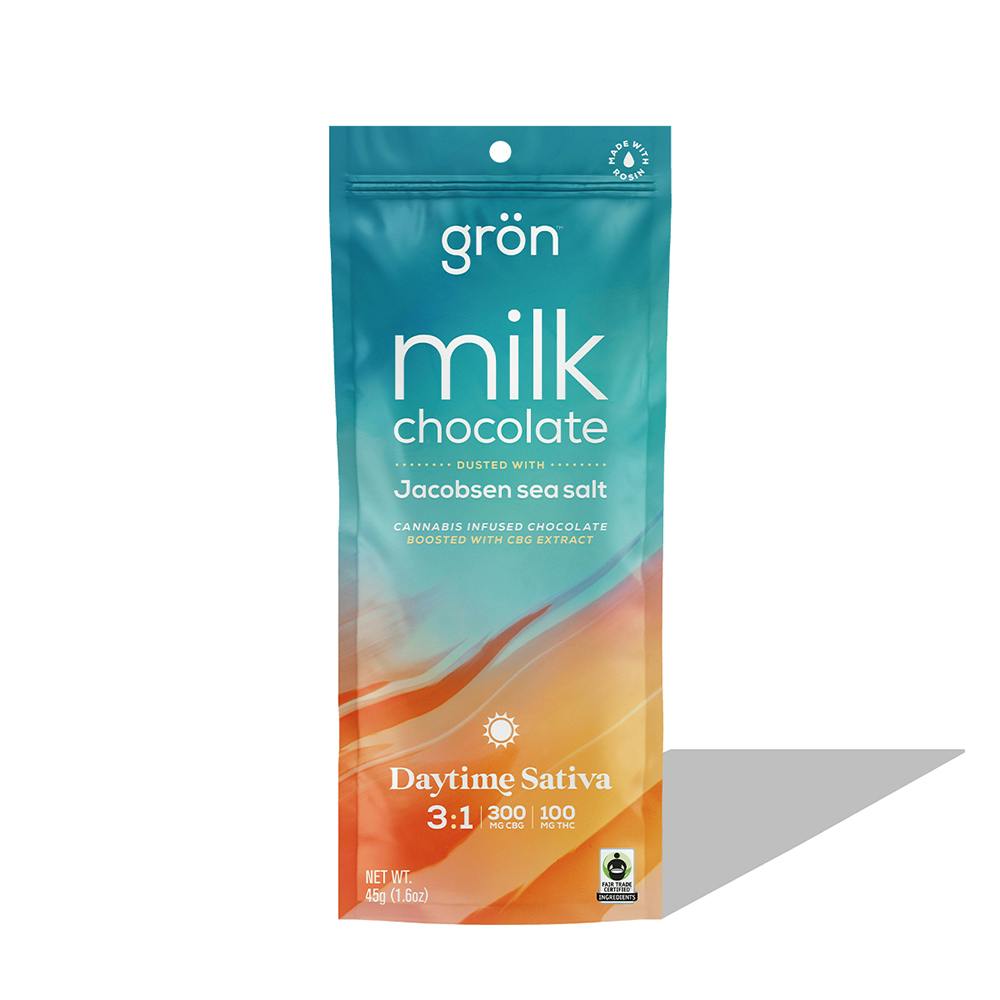 3:1 Milk Chocolate w/ Sea Salt - Daytime Sativa (300mg CBG /100mg THC) | Grön - Chocolate Bar