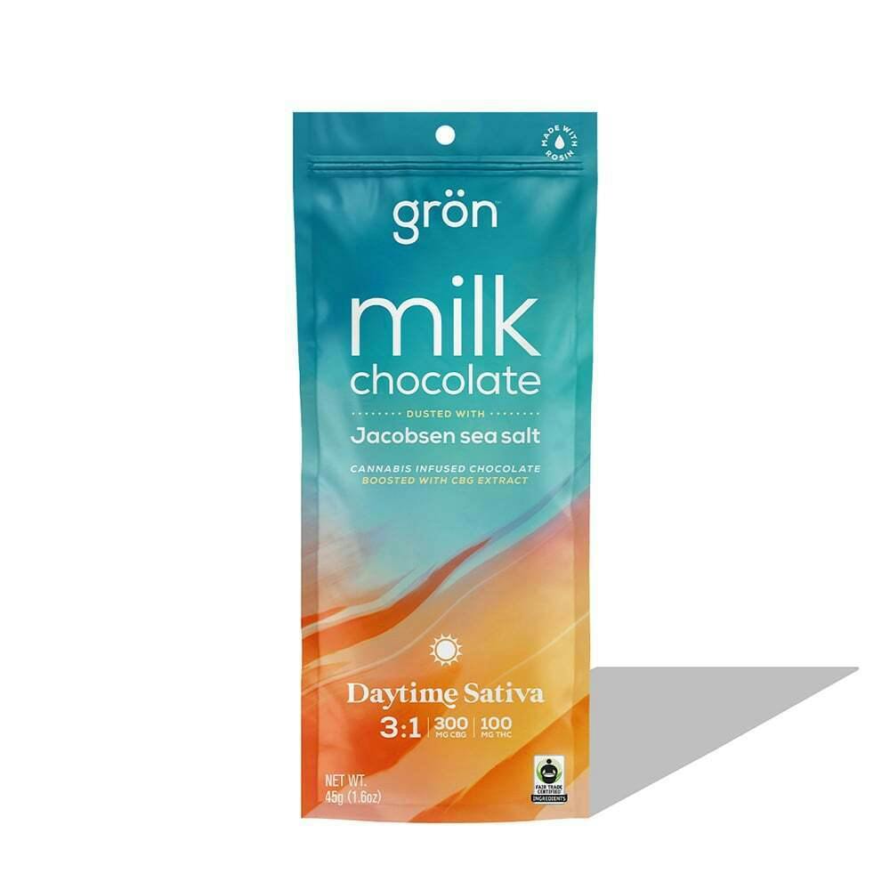 3:1 Milk Chocolate w/ Sea Salt - Daytime Sativa (300mg CBG /100mg THC) | Grön - Chocolate Bar