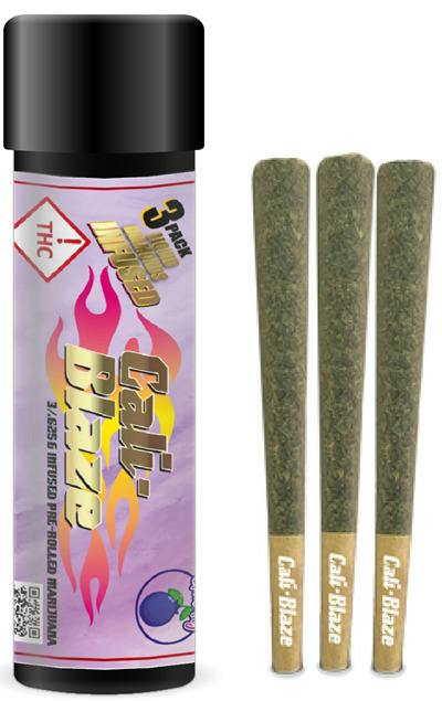 Cali-Blaze - Blueberry (Cherry Gorilla Kush Breath) - 3pk Infused Joints (1.875g) at AMCH Dumont