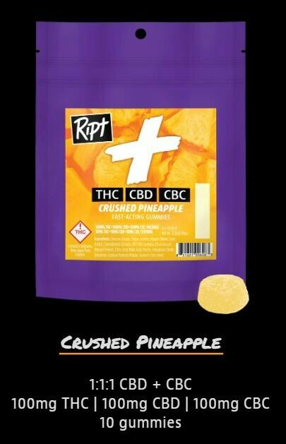 Ript Gummies - Crushed Pineapple 1:1:1 THC/CBD/CBC