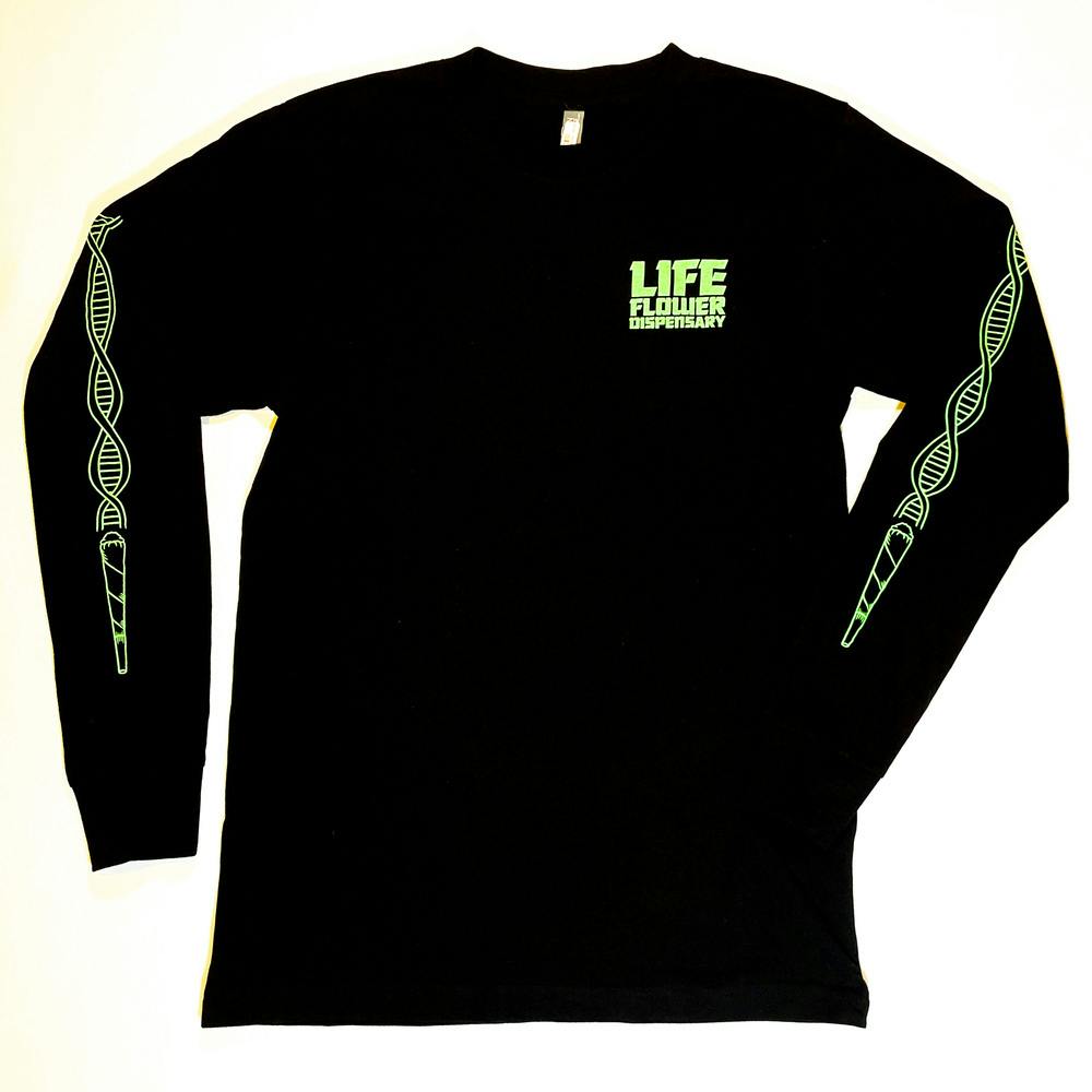 Logo Long Sleeve - Black/Green | Life Flower - Long Sleeve Shirt