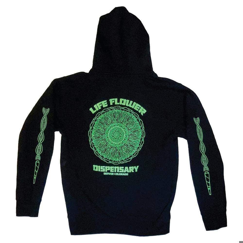 Logo Pullover - Black/Green | Life Flower - Pullover Hoodie