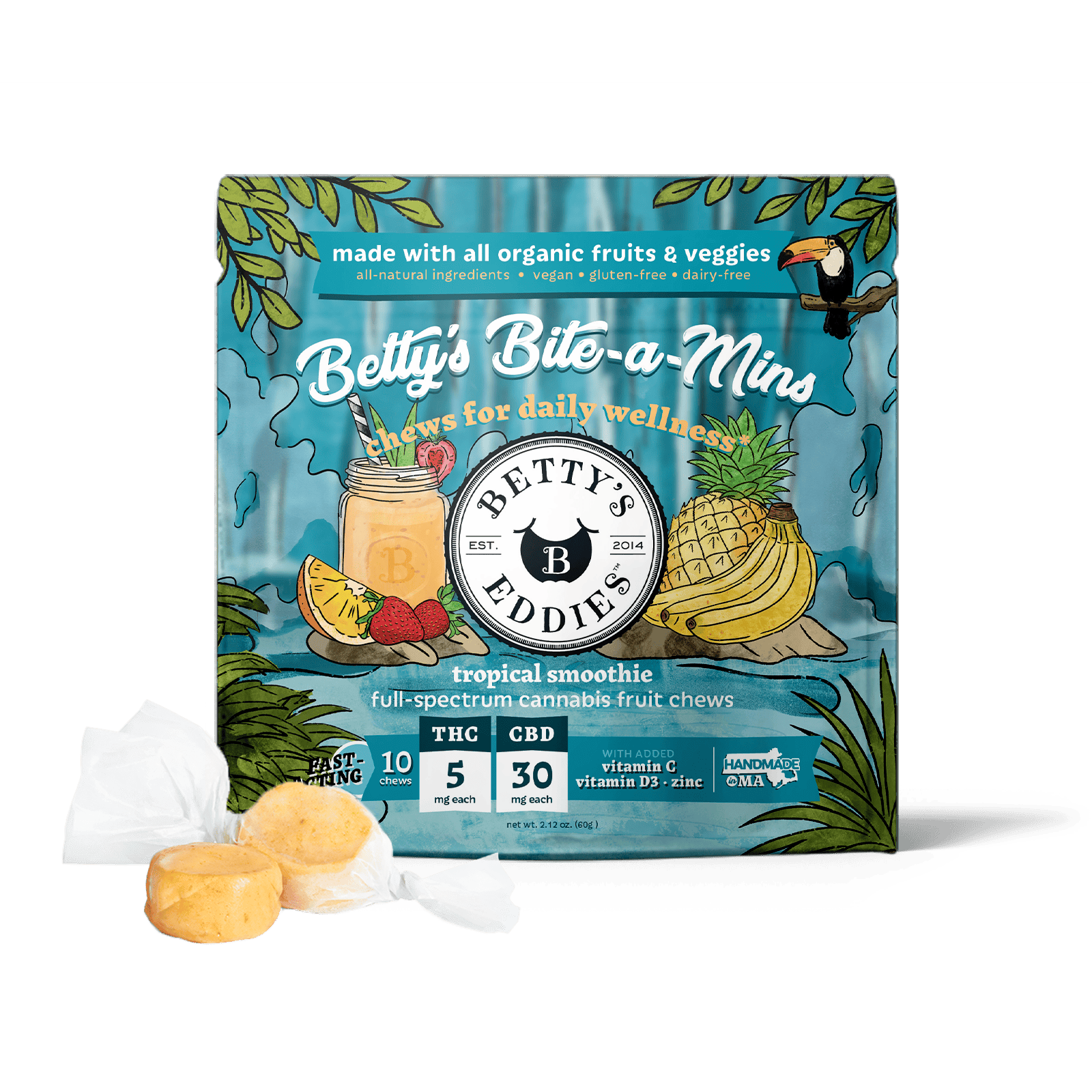 Betty's Bite-a-Mins - Tropical Smoothie [10pk] (50mg THC/300mg CBD)