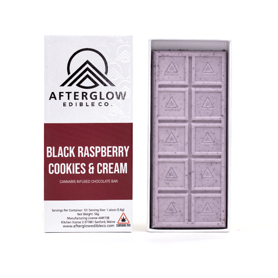 Afterglow | Black Raspberry Cookies & Cream | Chocolate Bar | Adult Use | 100mg.