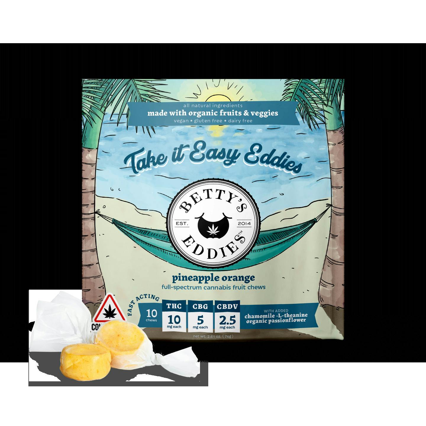 Take it Easy Eddies - Orange Pineapple Taffy 200mg/10mg each