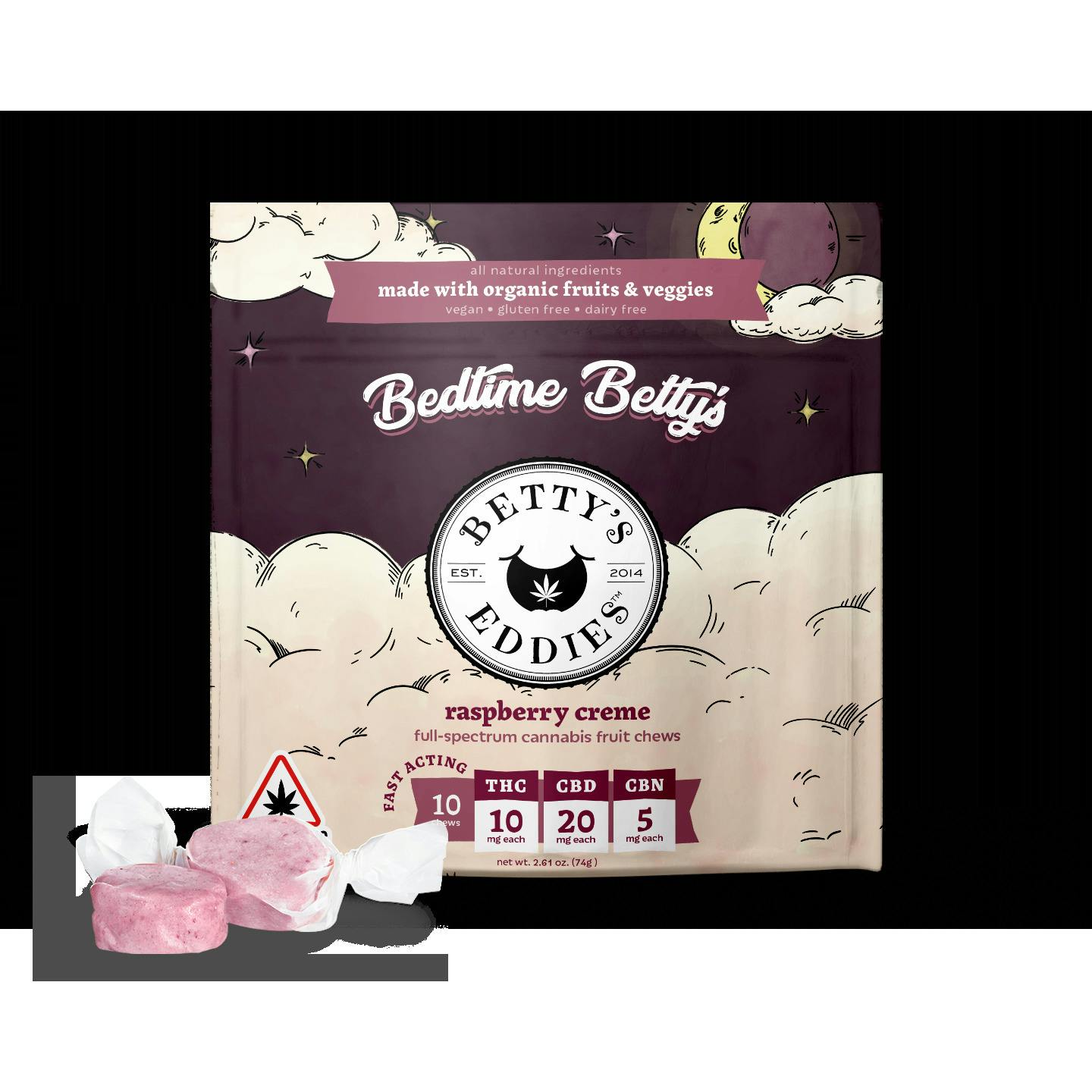 Bedtime Betty's Raspberry Creme Taffy 500mg/50mg each