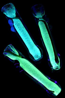 3.5" Glow in the Dark Frit Rasta Striped Glass Chillum